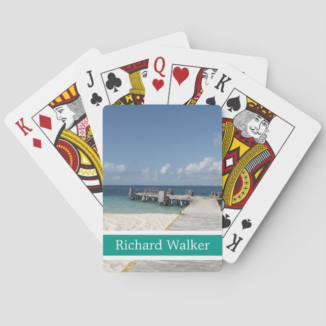 Personalisierter tropischer Strand Spielkarten (Rückseite)