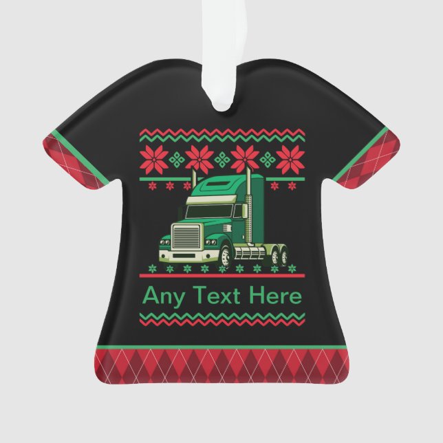 Personalisierter Trucker Semi Driver Uggeweiht Wei Ornament (Vorderseite)