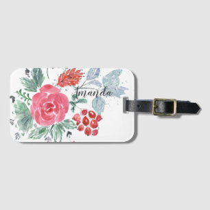 Personalisierter türkisfarbener Blumenstrauß Gepäckanhänger