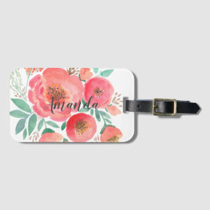 Personalisierter türkisfarbener Blumenstrauß Gepäckanhänger