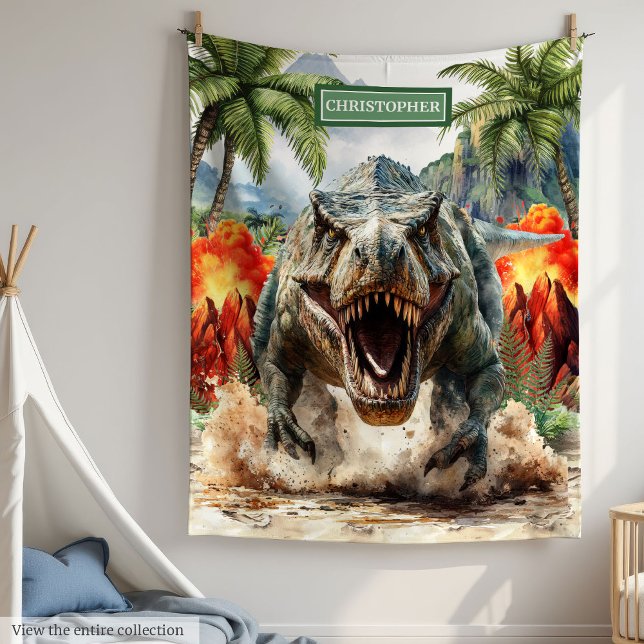 Personalisierter Tyrannosaurus Individuelle Name Fleecedecke (Furious Tyrannosaurus Blanket Custom Name for Boys)