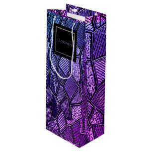 Personalisierter Ultra-Violet-Mosaik-Glas-Weinbeut Geschenktüte Für Weinflaschen
