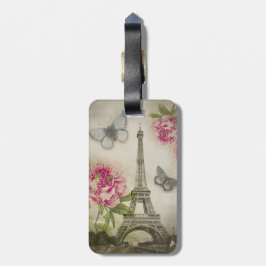 Personalisierter Umbau Vintager Paris-Pfingstrosen Gepäckanhänger