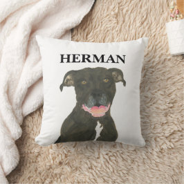 Personalisierter, umkehrbarer schwarzer Pitbull Kissen