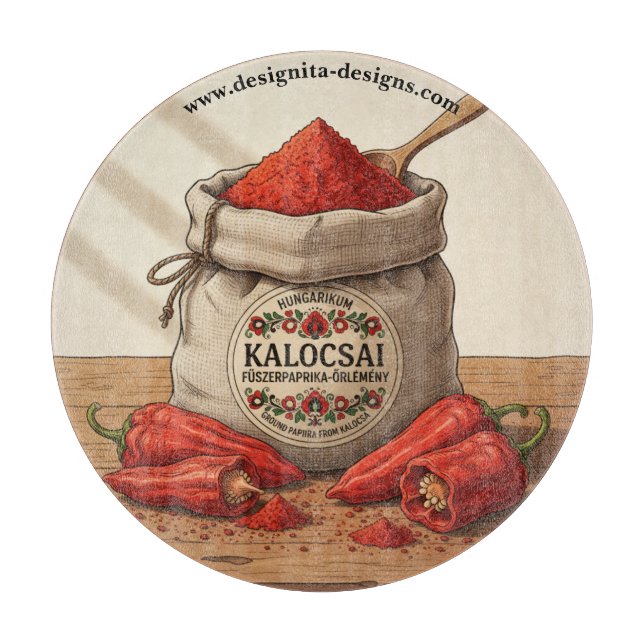 Personalisierter ungarischer Kalocsai Paprika  Schneidebrett (Vorderseite)