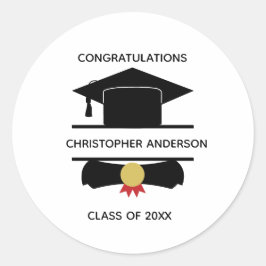 Personalisierter Uni-Abschluss Cap Diploma Runder Aufkleber