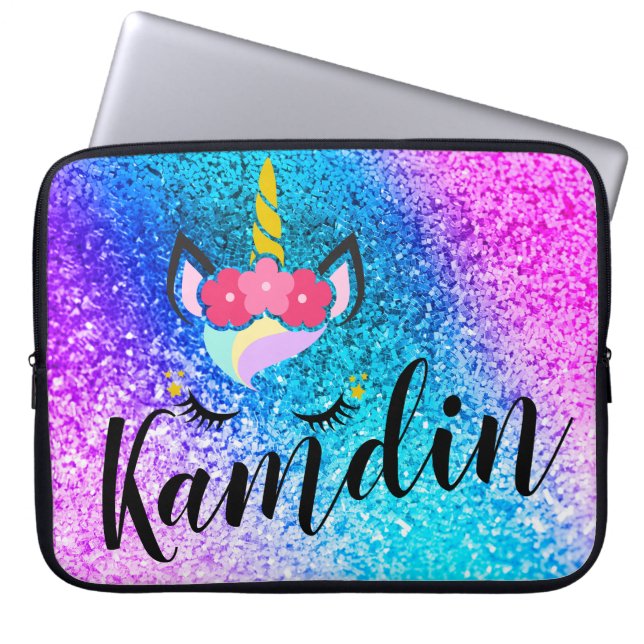 Personalisierter Unicorn Ombre Laptopschutzhülle (Vorderseite)