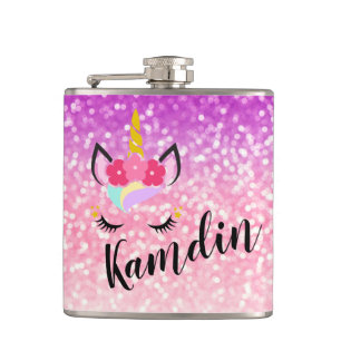 Personalisierter Unicorn Ombre verblassen Flachmann