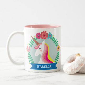 Personalisierter UnicornWreath Zweifarbige Tasse