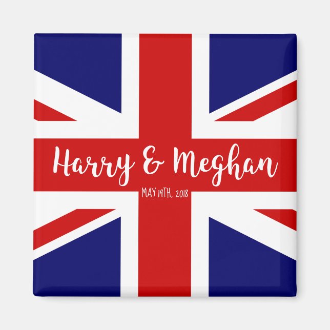 Personalisierter Union Jack | Königliche Hochzeit Magnet (Vorne)