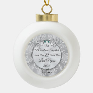 Personalisierter Unser, 1. gemeinsames Weihnachten Keramik Kugel-Ornament