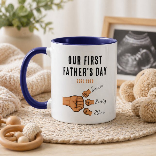 Personalisierter Unser erster Vatertag-Becher | Ne Tasse (Personalized Our First Father’s Day Mug | New Dad)