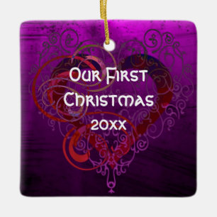 Personalisierter Unser erstes Weihnachts-Quadrat-O Keramikornament