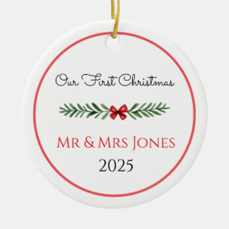 Personalisierter Unser erstes Weihnachtsgrün-Ornam Keramik Ornament