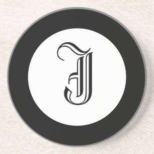 Personalisierter Untersetzer Schwarz-Weiß-Monogram