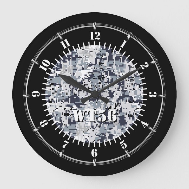 Personalisierter Urban Gray Camouflage auf Große Wanduhr (Vorderseite)