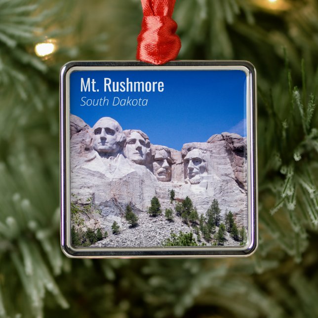 Personalisierter Urlaub Foto Mt. Rushmore Ornament Aus Metall (Baum)
