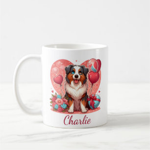 Personalisierter Valentinstag Australian Shepherd  Kaffeetasse