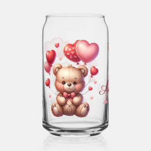 Personalisierter Valentinstag Bär Holding Balloons Dosenglas