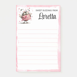 Personalisierter Valentinstag-Bienen-Notizblock Post-it Klebezettel