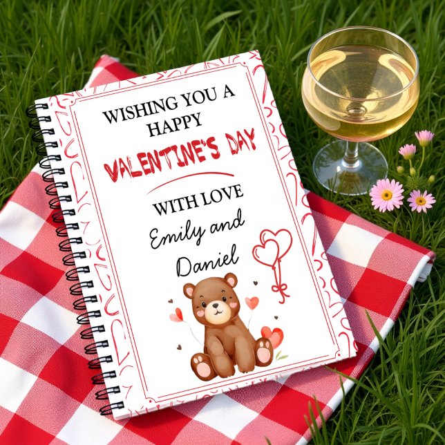 Personalisierter Valentinstag des Wasserbären Notizblock (Watercolor Bear Valentine's Day Cute Personalized Notebook)