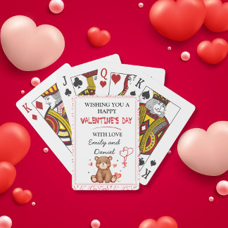 Personalisierter Valentinstag des Wasserbären Spielkarten