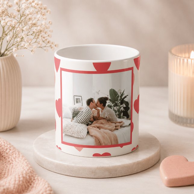 Personalisierter Valentinstag-Fotobecher mit roten Kaffeetasse (Von Creator hochgeladen)