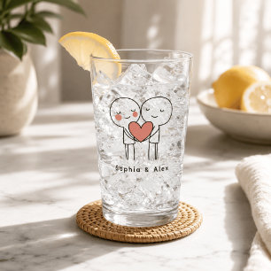 Personalisierter Valentinstag-Glasbecher für Paare Glas