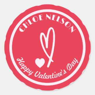 Personalisierter Valentinstag | Individuelle Name Runder Aufkleber