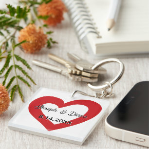 Personalisierter Valentinstag-Jubiläum Roter Herz  Schlüsselanhänger