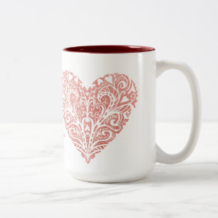 Personalisierter Valentinstag-Mug mit rosa Glitter Zweifarbige Tasse