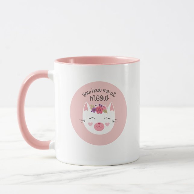 Personalisierter Valentinstag Niedlich KatzenTasse Tasse (Links)