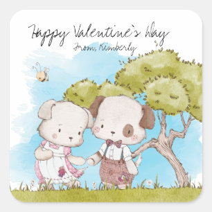 Personalisierter Valentinstag Quadratischer Aufkleber