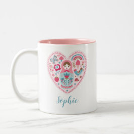 Personalisierter Valentinstag Rosa Tasse des Herze