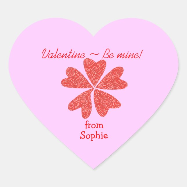 Personalisierter Valentinsticker mit blühenden Her Herz-Aufkleber (Vorderseite)