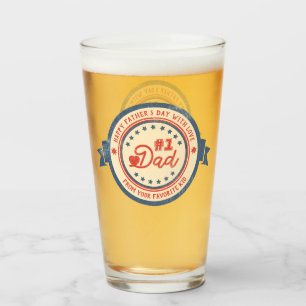 Personalisierter VATER 1 Vintages Etikett Glas