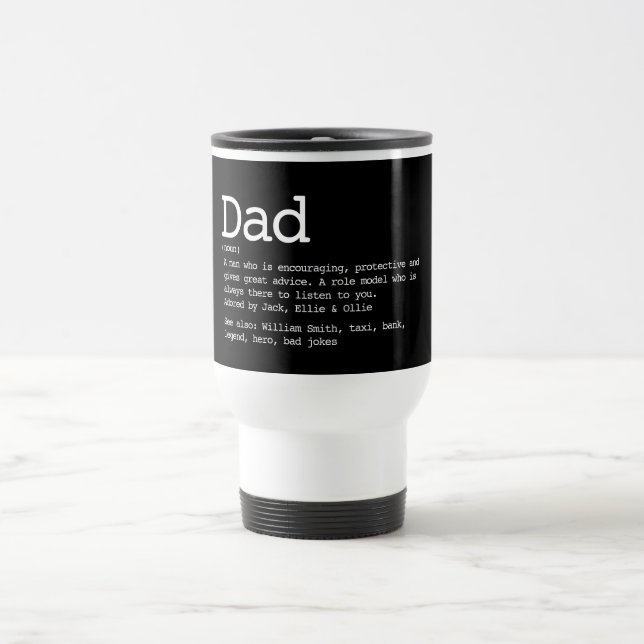 Personalisierter Vater Definition Modernes Schwarz Reisebecher (Mittel)