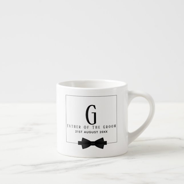 Personalisierter Vater der Groom Monogram Bow-Kraw Espressotasse (Rechts)