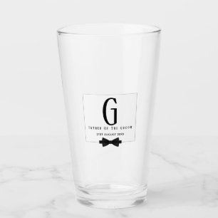 Personalisierter Vater der Groom Monogram Bow-Kraw Glas
