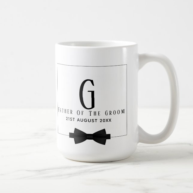 Personalisierter Vater der Groom Monogram Bow-Kraw Kaffeetasse (Rechts)