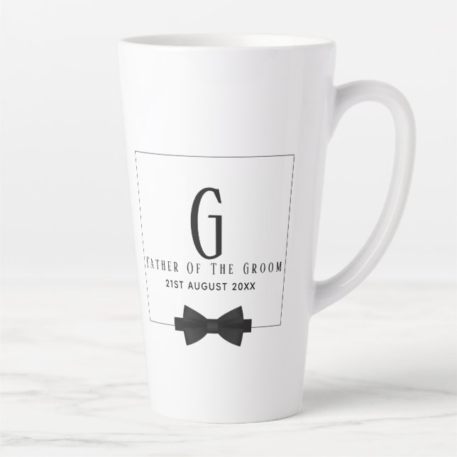 Personalisierter Vater der Groom Monogram Bow-Kraw Milchtasse (Rechts)