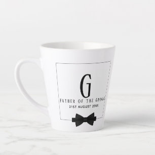 Personalisierter Vater der Groom Monogram Bow-Kraw Milchtasse