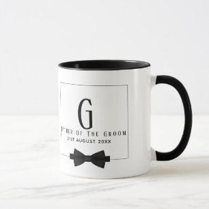 Personalisierter Vater der Groom Monogram Bow-Kraw Tasse