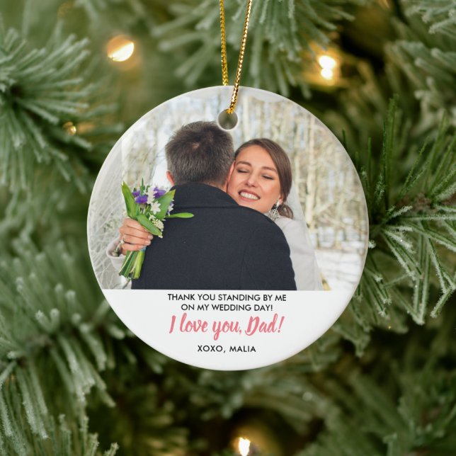 Personalisierter Vater des Brautpersonals Foto Keramik Ornament (Baum)