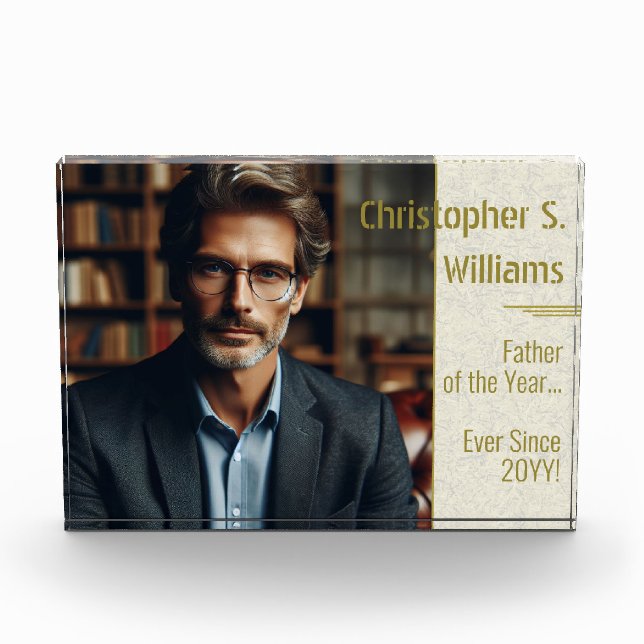 Personalisierter Vater des Jahres seit Gold Fotoblock (Vorderseite)