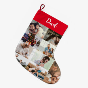 Personalisierter Väter-Foto-Collage-Weihnachtsstru Großer Weihnachtsstrumpf