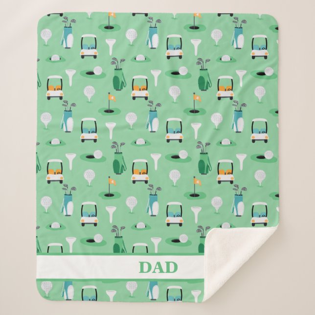 Personalisierter Vater Golfer Golfcart Golfing Spo Sherpadecke (Vorderseite)