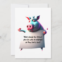Personalisierter Vater Joke Funny Pig Neujahrskart Einladung