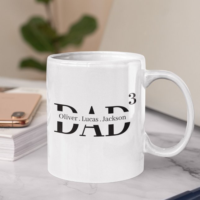 Personalisierter Vater mit drei Kindern Kaffeetasse (Von Creator hochgeladen)