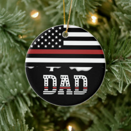 Personalisierter Vater Thin Red Line Feuerwehrmann Keramik Ornament